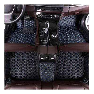 Car Floor Mats for BMW M6 2013-2015 2 Doors with Pocket, Faux Leather Floor Mats for Car, All Weather Easy to Clean,Premium Car Accessories(Black and Blue)