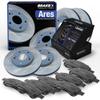 Brake X Front and Rear Brake Pads and Rotors Kit replacement for 2013 AUDI A3 | ARES Semi Coated Rotors and Alpha Ceramic Brake Pads view 1