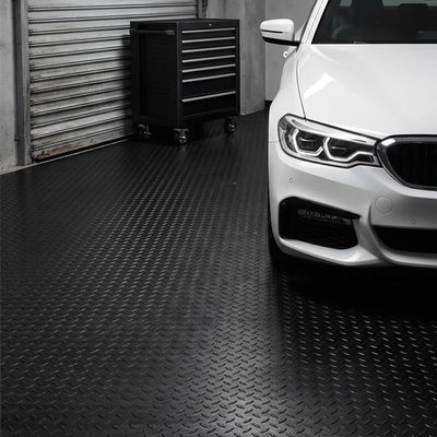 GL 2.8mm Thickened Garage Floor Mat, Custom Size Heavy Duty Parking Mat Waterproof Non-Slip Floor Protector for Car, Trailer, SUV, Basement, Gym (Black) (5 Feet x 46 Feet)