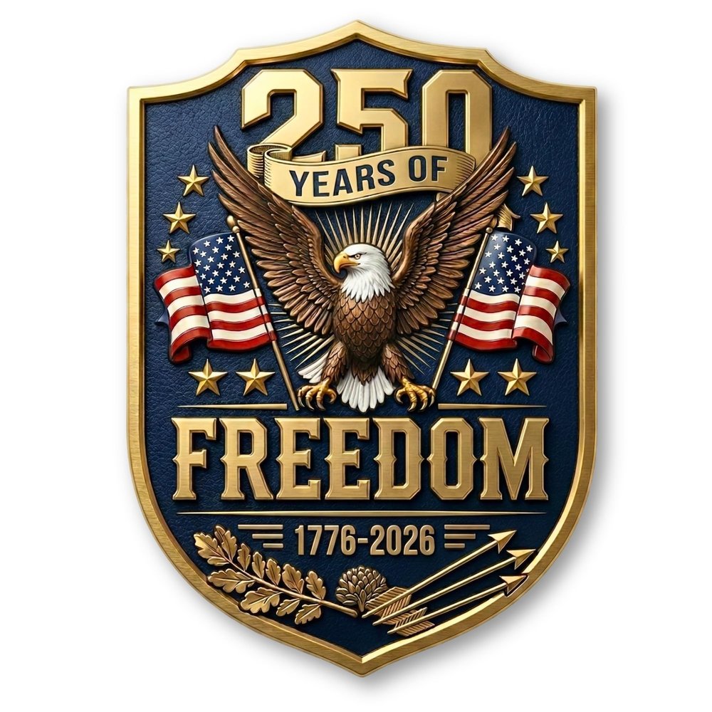 Car Stickers and Decals 2 Pack, USA 250th Anniversary Vinyl Patriotic Stickers, American Flag Decal with Eagle Cross Design, 250 Years of Freedom Decals for Vehicles, Trucks, Laptop