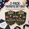 Car Stickers and Decals 2 Pack, USA 250th Anniversary Vinyl Patriotic Stickers, American Flag Decal with Eagle Cross Design, 250 Years of Freedom Decals for Vehicles, Trucks, Laptop view 2