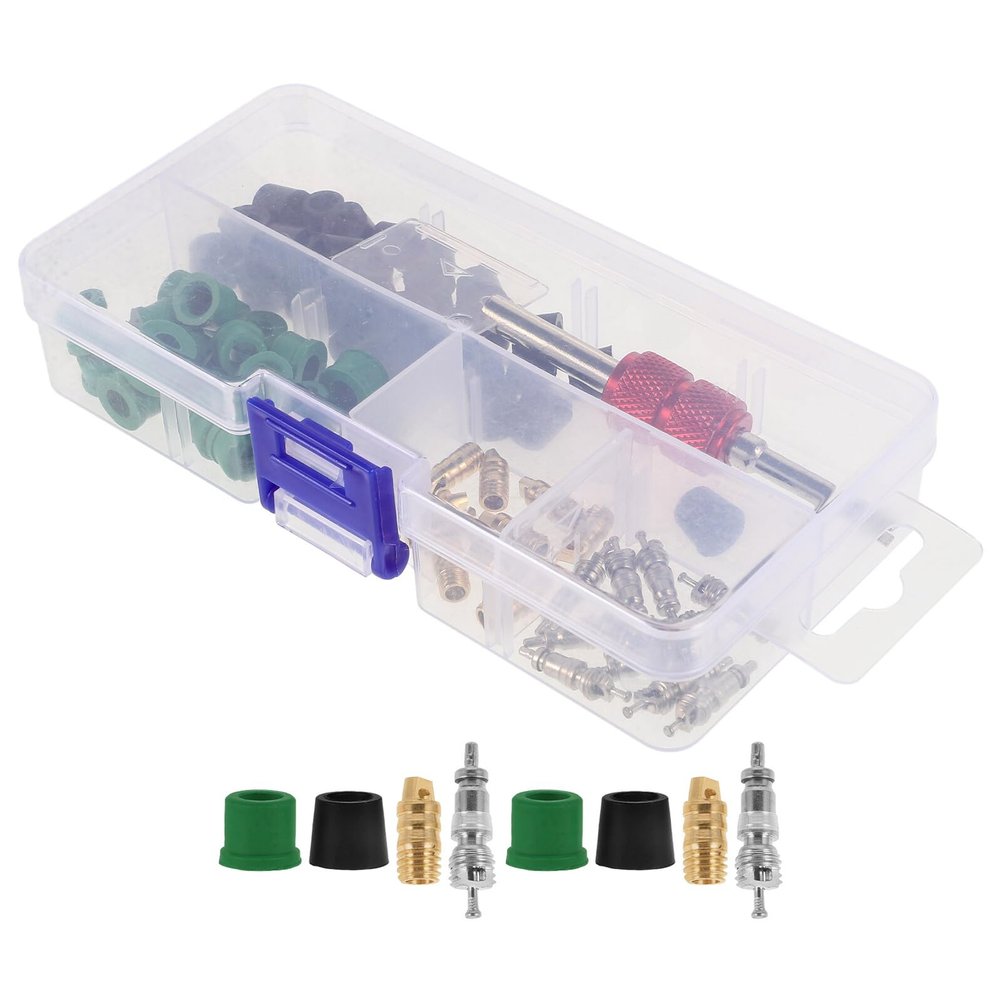 BESTYASH Car Air Conditioning Valve Core Tool Kit 71pcs Set with Gasket Seals and HVAC Valve Stem Core Remover for Automotive A/c Repair and Maintenance