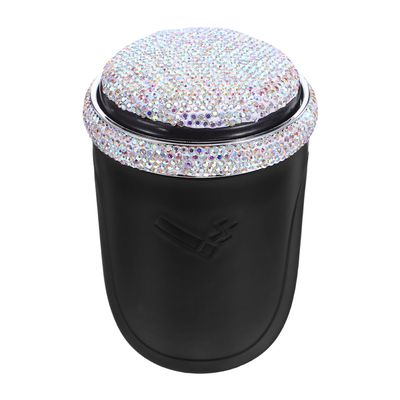 MUSISALY Car Ashtray with Lid Smokeless Auto Ashtray Bling Metal Butt Bucket with LED Light Indicator Portable Windproof Car Trash Can for Vehicle Interior Accessories