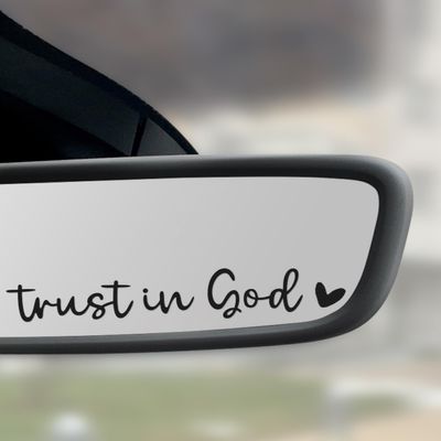 PAIYUE 2PCS Car Stickers,Interior Car Accessories Trust in God Rear View Mirror Decal,Vinyl Rear View Mirror Decorative Sticker,Automotive Decals for Women,Suitable for Most Car (Black)