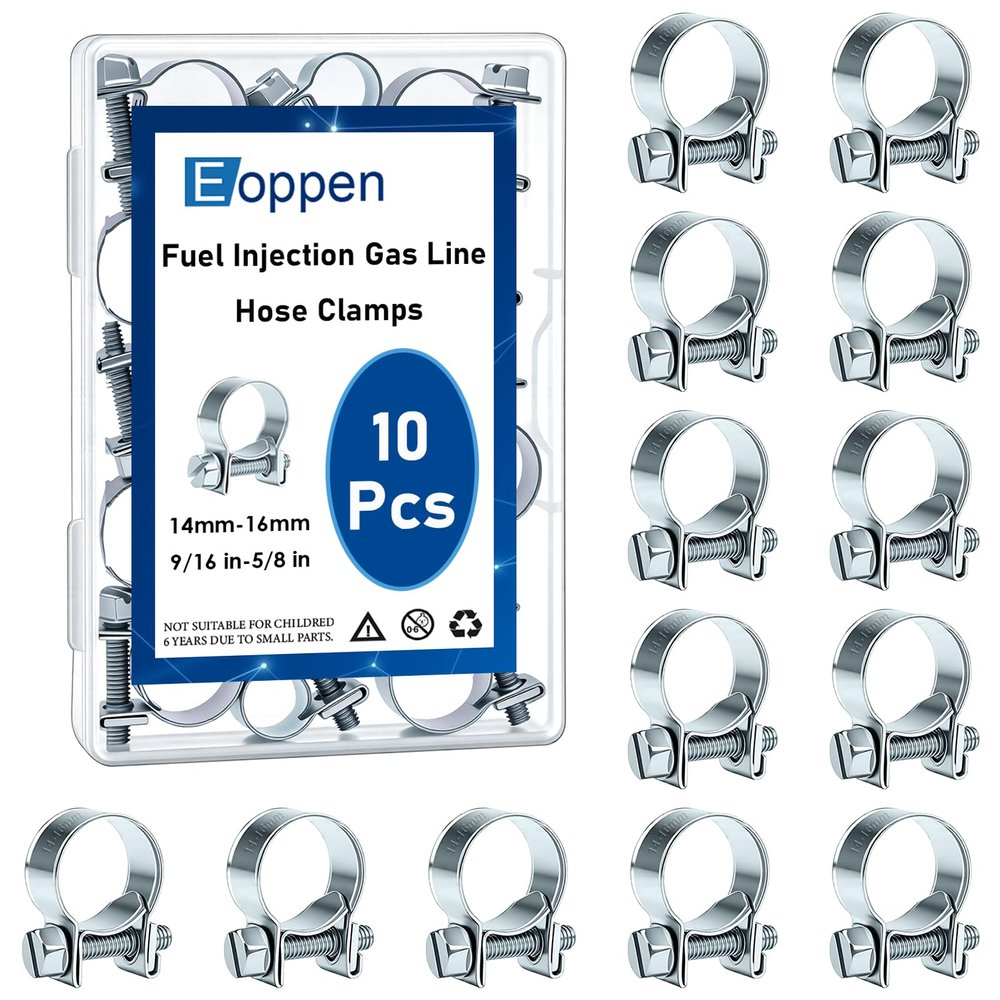 Eoppen 14-16mm Fuel Injection Hose Clamps, 9/16 Inch-5/8 Inch Fuel Injection Gas Line Hose Clamps for Diesel Petrol Pipe