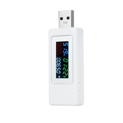 USB Power Meter and Tester for Voltage and Current Monitoring - 4-30V 0-6.5A 0-195W - Digital Color LCD Voltmeter and Ammeter for QC Fast Charging - Measures Capacity - 60 x