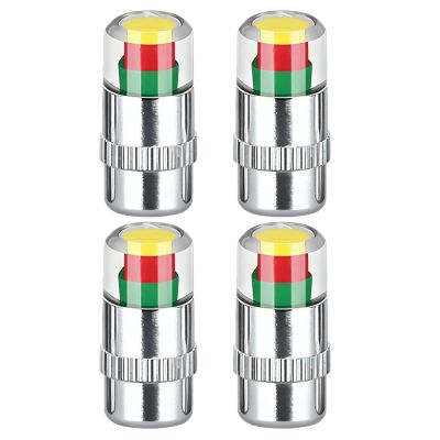 Tire Pressure Valve Caps - 4 Pieces 3-Color 2.4bar 36psi Sensor Indicator | Tire Pressure Monitor for Cars, Trucks, SUVs, Trailers, Vehicle Travel, Road Safety, Garage & Outdoor Use