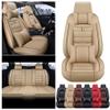 BPOOBP Luxury 5 Seats Car Seat Covers for BM#W 3Series316, 318328 Vehicles Front&Rear Seat Protector Waterproof Leather Seat Cushion (Beige with Pillows) view 3