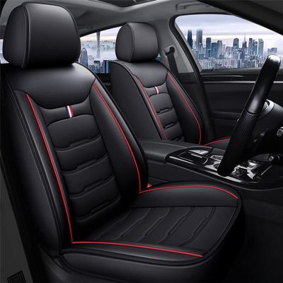 BPOOBP Standard 5 Seats Car Seat Covers Fit for Hyunda#i Equus/Genesis/loniqEV/Hybrid Vehicles Front&Rear Seat Protector Waterproof Leather Seat CushionBlack Red