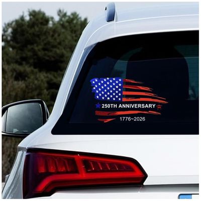 America 250 Decal - 250th Anniversary Distressed Brushstroke American Flag Car Decal, Waterproof Patriotic Vinyl Sticker for Truck Window Bumper, 6 Inch Removable No Residue Decal (Flag)