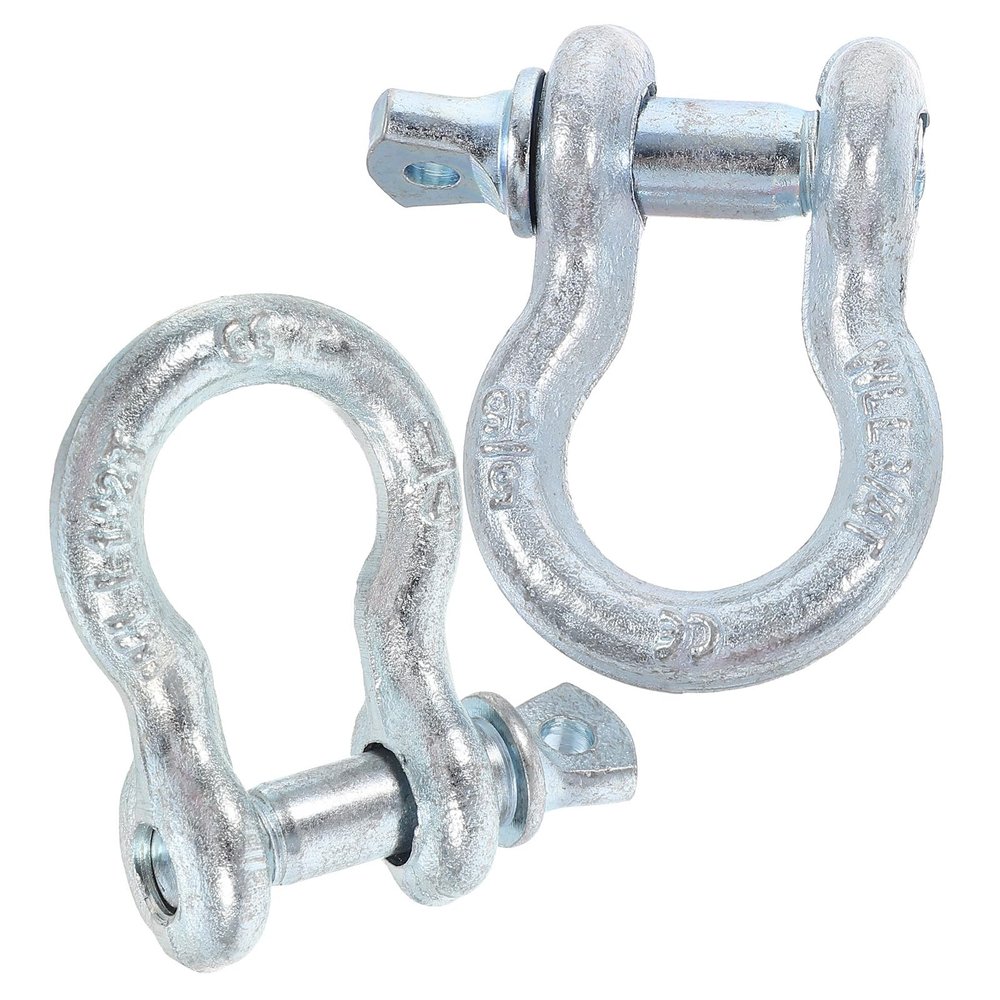 OSALADI 2 Pieces Galvanized D Ring Shackles Heavy Duty 1/4 Inch 5/16 Inch Bow Shackle Towing Hooks with Screw Pin for Vehicle and Rigging