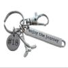 JewelryEveryday Custom Hockey Sticks Charm Keychain with Engraved Disc, Enjoy the Journey & Clasp, For Graduate, Coach, or Team Player view 1