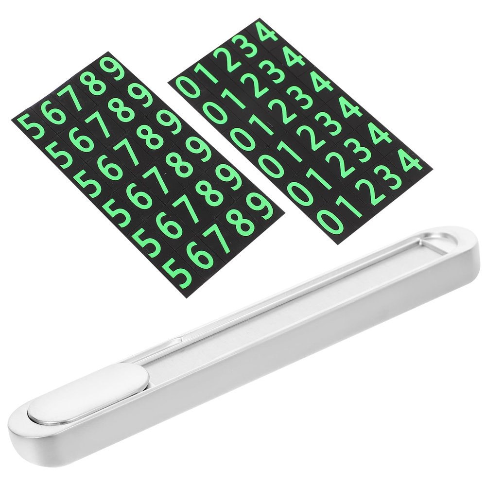 Healifty Temporary Parking Plate Car Phone Number Card Metal Alloy Vehicle Accessories Rotatable Dashboard Phone Display for Parking Use