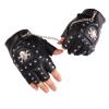 XUEXUAN Half Finger Punk Rivets PU Leather Gloves Black Cycling Gloves with Metal Chain for Motorcycles Fingerless Dancing Mitte view 4