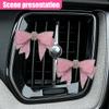 QEUOBUE 2PCS Bling Bowknot Car Air Outlet Clips, Sparkling Rhinestone Leather Car Dashboard Air Vent Trim Clips, Elegant Auto Interior Decoration Accessories (Pink) view 4