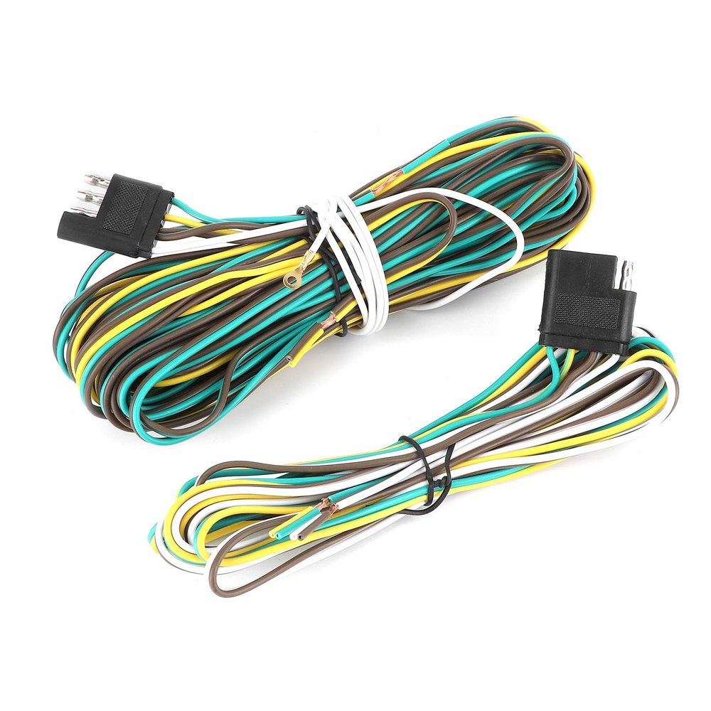 Sonew 36FT Trailer Wiring Harness Extension Kit with 4-Way Flat Plug MarineGrade 18-Gauge Wire for Boat and Utility Trailers SAE J1128 Compliant Light Duty Trailer Wiring Solution