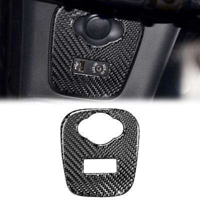 SUNJIK Real Carbon Fiber USB Panel & Auxiliary Port Module Sticker Interior Accessories Compatible with MINI Cooper 2013-2019 (Black)