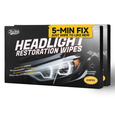 toretark Headlight Restoration Kit Wipes, 5-Min Fix, Restoring to Like-New Condition, Safe for OEM Lens, Headlight Restoration Wipes & Cleaning Wipes, Headlight Cleaner and Restorer Kit 2 Pack