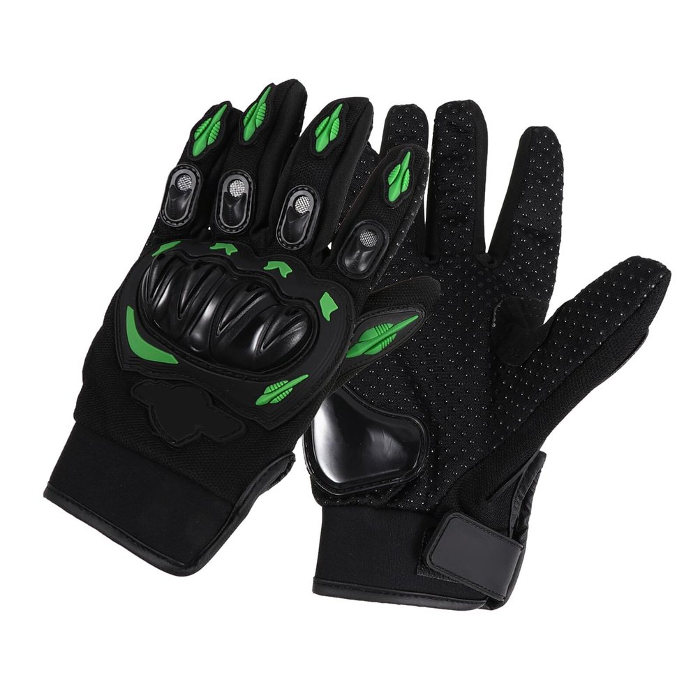 SOESFOUFU Motorcycle Riding Gloves Green XL, Breathable Windproof Protective Outdoor Gloves for Men and Women, Anti-Skid Full Finger Four Seasons Safety Gear