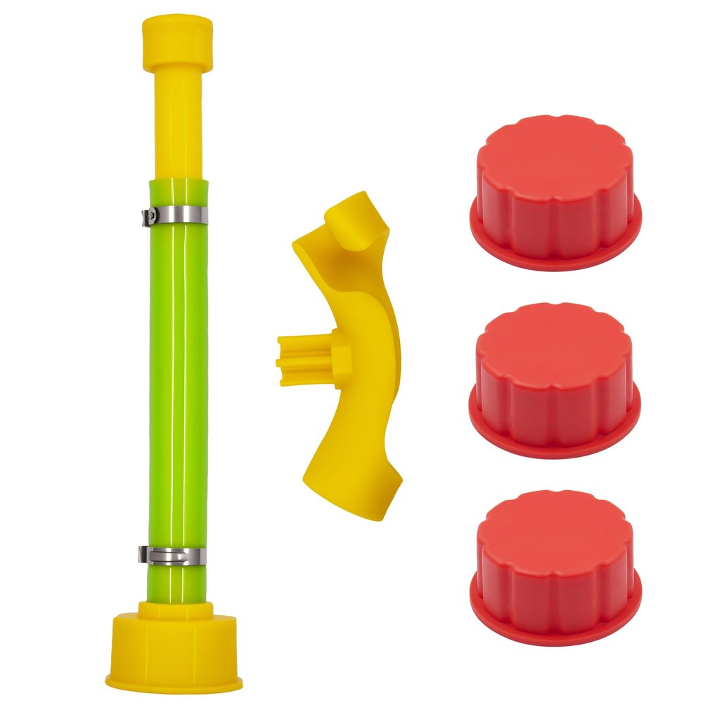 Seppicsa 1 PCS 10.8'' Gas Can Spout Replacement with 1 PCS Hose Bender and 3 PCS Red Gas Cap Compatible with Midwest Scepter Gas Cans Fit for 1/2/5/10 Gallon Fuel Jugs that feature 1.75''-1.8''