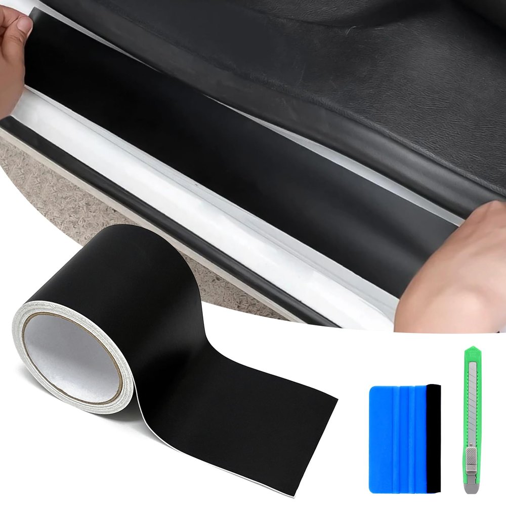 Matte Black Vinyl Wrap with Tool Kits, Blackout Chrome Delete Tape for Car Window Trim Door Edge Guard Air Release Satin Vinyl Wraps Film Decals (Matte Black, 2Inchs x 30Feet)