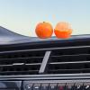 Fxzqgnh 2 Fruit Figurines to Decorate Car Dashboard, Cute Accessories for Center Console, Ideal for Parties, Shelves and Bedrooms, Orange view 3