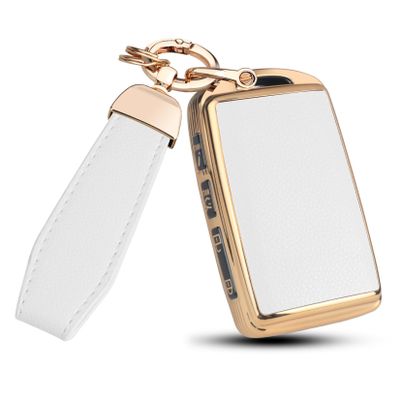 MILD EAST Key Fob Cover for Mazda ,Luxury Leather & Soft TPU Key Cover Case Shell Compatible with Mazda 3, 6, CX-5 CX-9 CX-30 CX-50 CX-70 2019-2025 (White)