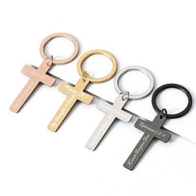 Double Sided Stainless Steel Custom Keychain-Personalized Engraved Text, Name, Number, or Initials for Him, Her, Men & Women (optional 4)
