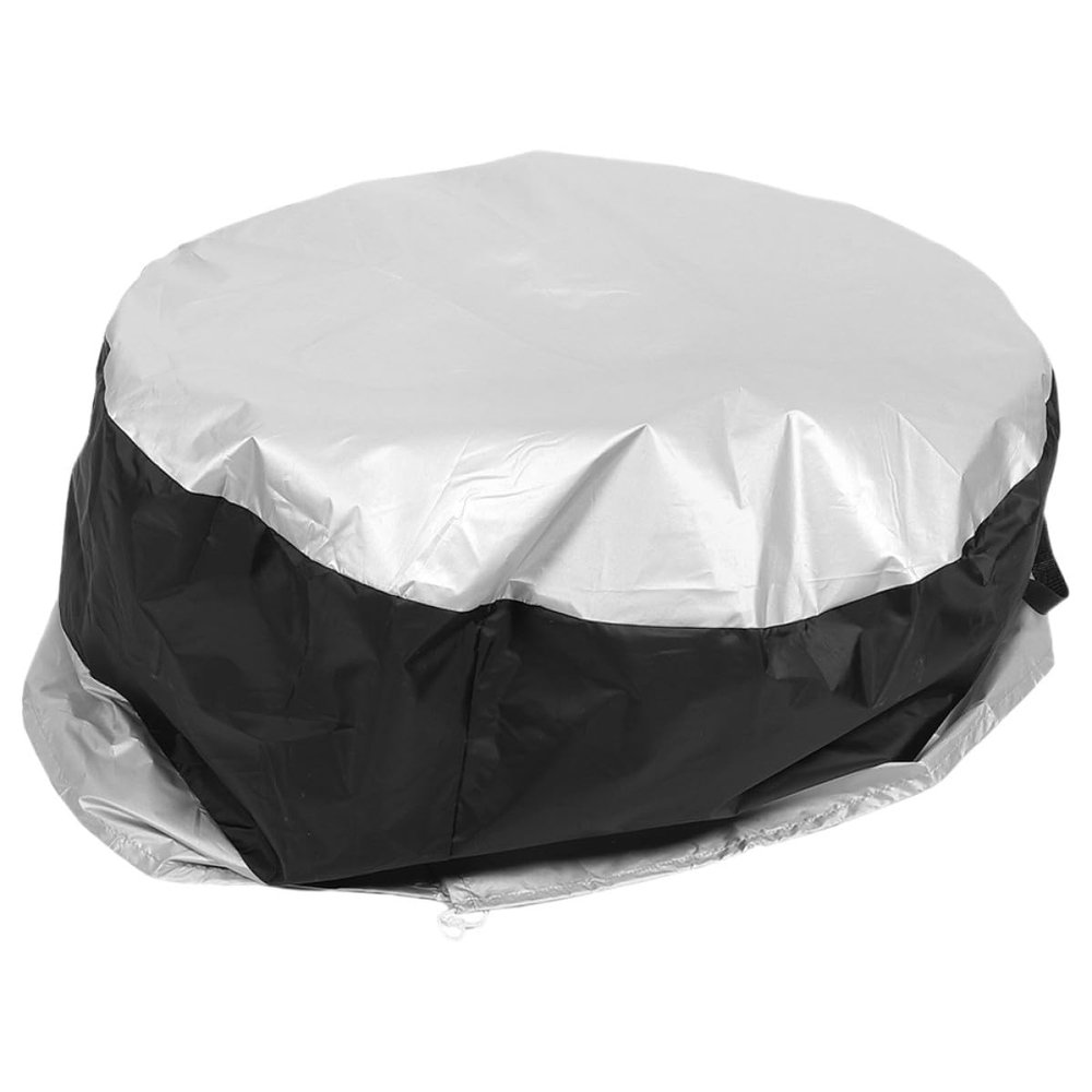 HOOTNEE Oxford Cloth Rv Spare Tire Cover 85x37cm Black Silver Universal Car Trailer Wheel Protector UV Resistant with Handle for Travel and Outdoor Use