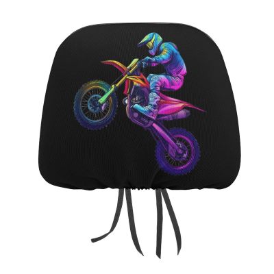 Dirt Bike-Motocross Biking Car Headrest Covers Soft Auto Head Rest Protector for Car Truck