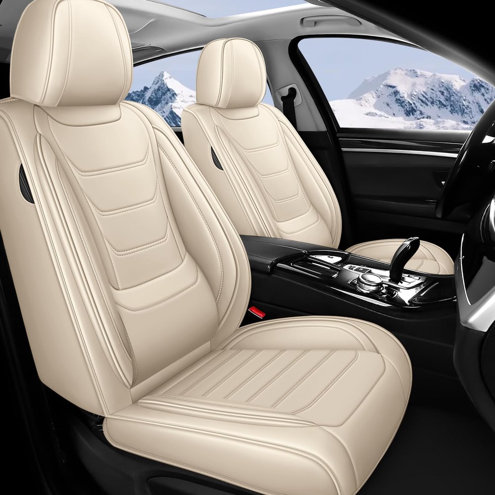 JWLK Seat Covers Full Set for Chevrolet Silverado 3500 2000-2026, Waterproof Full Coverage Seat Protector Compatible Airbag, Nappa Leather Car Seat Covers Sets(5 Seats Beige)