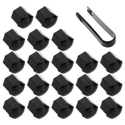 Beatifufu Universal Tire Nut Caps 20pcs 19mm Glossy Black Plastic Lug Nut Covers with Clip for Car Wheel Bolt Protection and Decoration