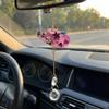 QEUOBUE Bling Cowboy Hat Car Rearview Mirror Accessories, Mini Western Car Hanging Ornament Present, Country Style Rear View Mirror Charm, Cool Car Decorations for Women (Pink) view 1