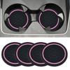 ILBVWQY 4Pcs Car Cup Mats,Cup Holders,Car Accessories Universal Non-Slip Cup Holders Pad Set,Automobile Interior Accessories,Dustproof Bottle Holder Pads for Vehicles (Black&Pink) view 1