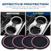ILBVWQY 4Pcs Car Cup Mats,Cup Holders,Car Accessories Universal Non-Slip Cup Holders Pad Set,Automobile Interior Accessories,Dustproof Bottle Holder Pads for Vehicles (Black&Pink) view 4