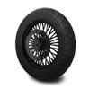 18X3.5 Fat 40 Stainless Spoke/Nipple For Harley Softail 2007-2014 25mm Front Wheel - WITH ABS (6-3 All Black - Black Wall Tire) view 1