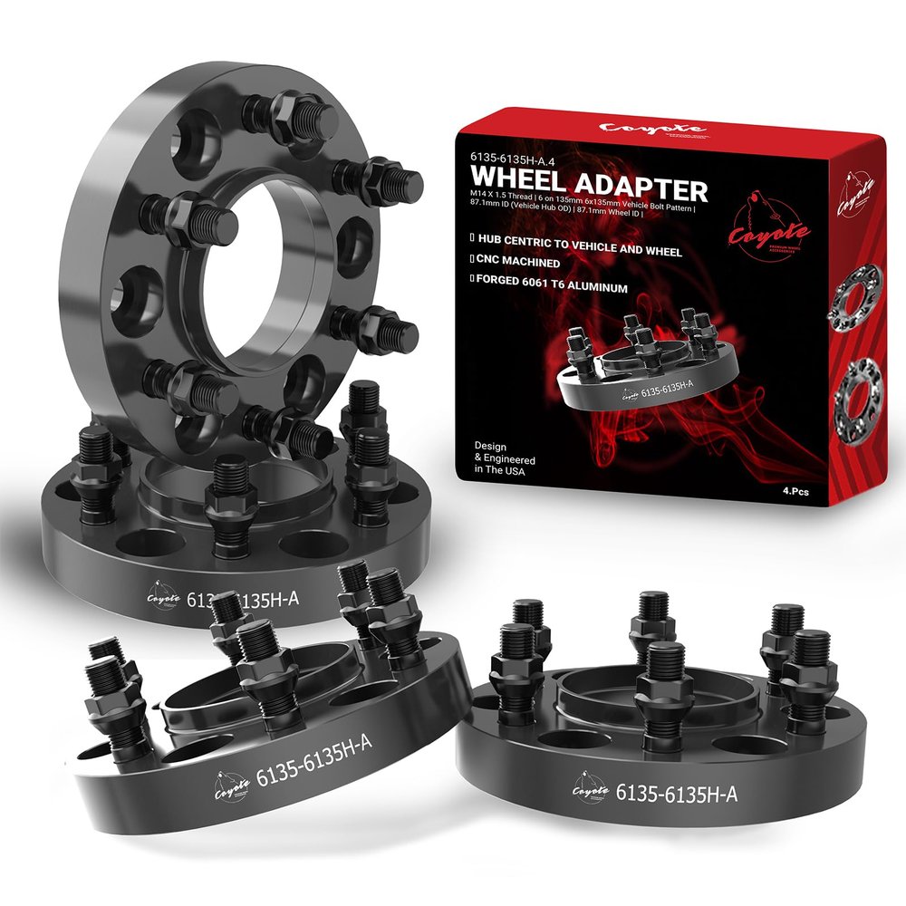 Wheel Accessories Parts 4 Pcs Hub Centric Wheel Spacers 6 on 135mm 6x135mm 1.00 Inch Thick M14x1.5 14x1.5 Thread Stud Fits Ford F150 Expedition Lincoln Navigator