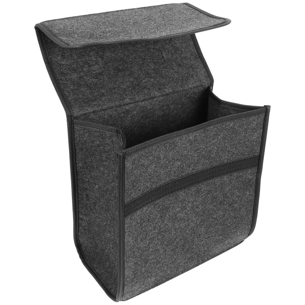 BETOOKY Portable Foldable Car Trunk Organizer Box Small Dark Gray Felt Storage Bag for Vehicle Cargo, Automotive Trunk Storage Bin for Cars and Suvs