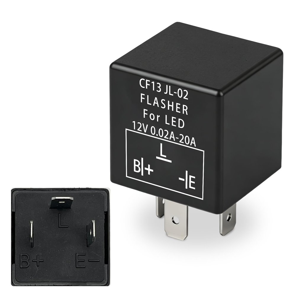 Lxsloet CF13 Flasher Relay, 3-Pin 12V LED Turn Signal Light Flasher, CF13 JL-02 Fixed Electronic Flasher Relay, LED Blinker Relay Fixes Hazard Warn Hyper Flash for Car SUV Motorcycle (CF13 Fixed)