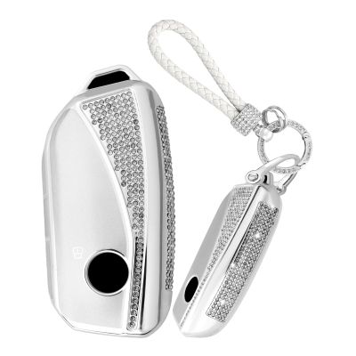 Jinhon for BMW Smart Key Fob Cover Fit for BMW 1 2 3 5 7 Series iX 2025 i7 2026 X1 X3 X5 740i 760i Key Shell Keyless Entry Remote Keychain Accessories 4 Button C White