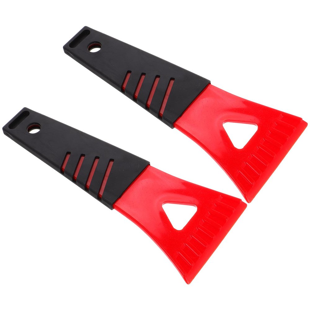 PACKOVE 2pcs Mini Plastic Ice Scraper and Freezer Defrost Spatula for Car Windshield and Refrigerator Snow Removal Accessories in Red, Lightweight Portable Winter Automotive Tool