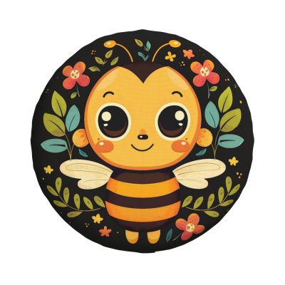 Zhufwei Yellow Bee Spare Tire Cover 17 inch Inch, Universal Waterproof Dust-Proof Sun Protection Cover for Jeep Trailer SUV Truck RV, with Adjustable Nylon Rope for Easy Installation