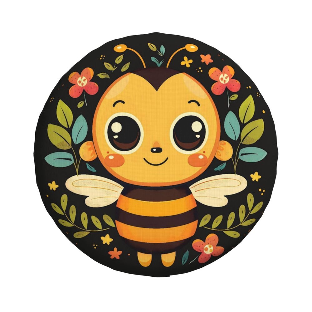 Zhufwei Yellow Bee Spare Tire Cover 17 inch Inch, Universal Waterproof Dust-Proof Sun Protection Cover for Jeep Trailer SUV Truck RV, with Adjustable Nylon Rope for Easy Installation