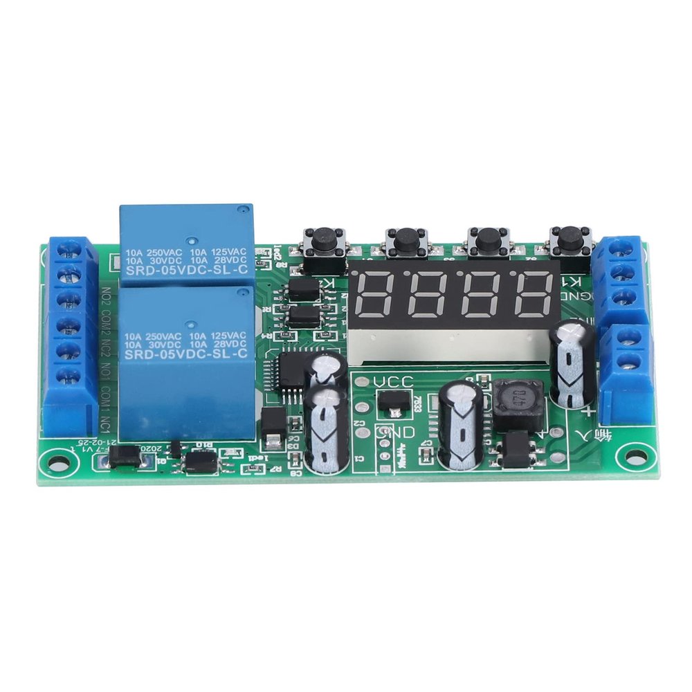 YF 7 Delay Relay Module 2 Channel Pulse Trigger Power Off Cycle Timer Circuit Switch - 7 to 30VDC Input Voltage and 5A AC DC Output Load Capacity with 32 Functions
