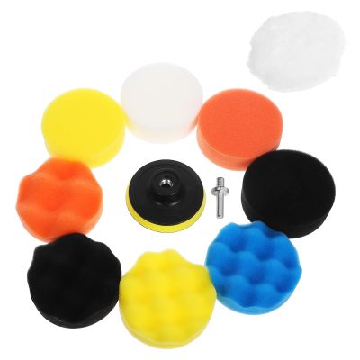 Kichvoe Automotive Polishing and Waxing Sponge Pads 11pcs Car Buffing and Cutting Solution Kit with Fleece Bonnet Pads for Paint Renovation and Auto Detailing