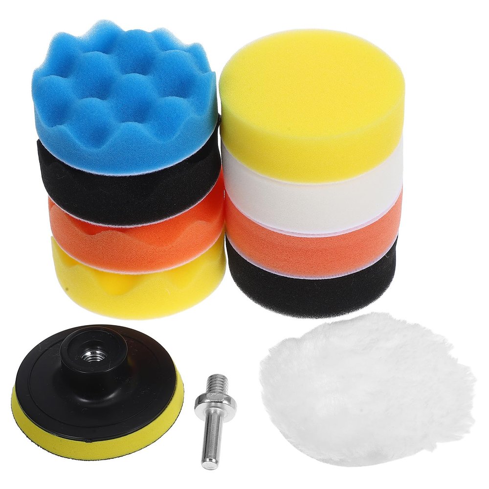Cabilock Automotive Paint Polishing Set 11pcs Buffing Pads Kit with Drill Attachment Fleece Bonnet Pads for Car Waxing and Paint Restoration Professional Auto Detailing