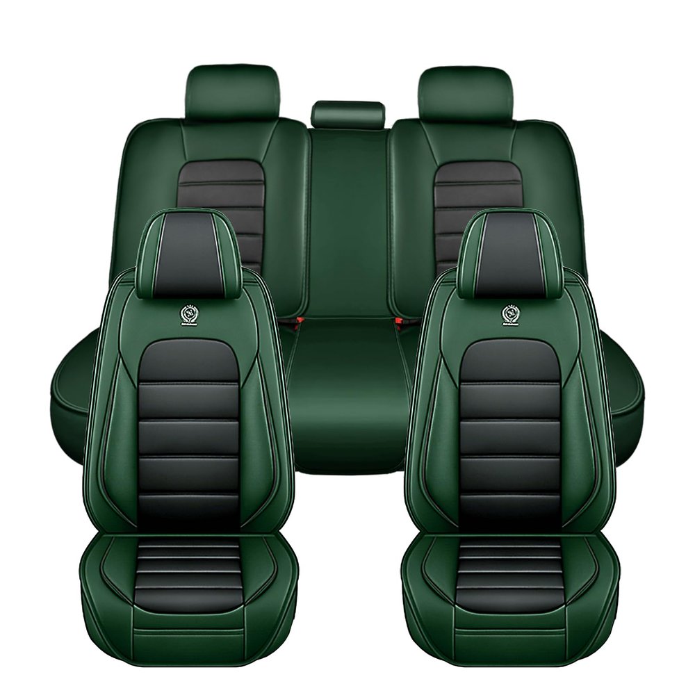 Cresater Car Seat Covers for Jeep Wrangler 1987-2026,5PCS/Black&Green