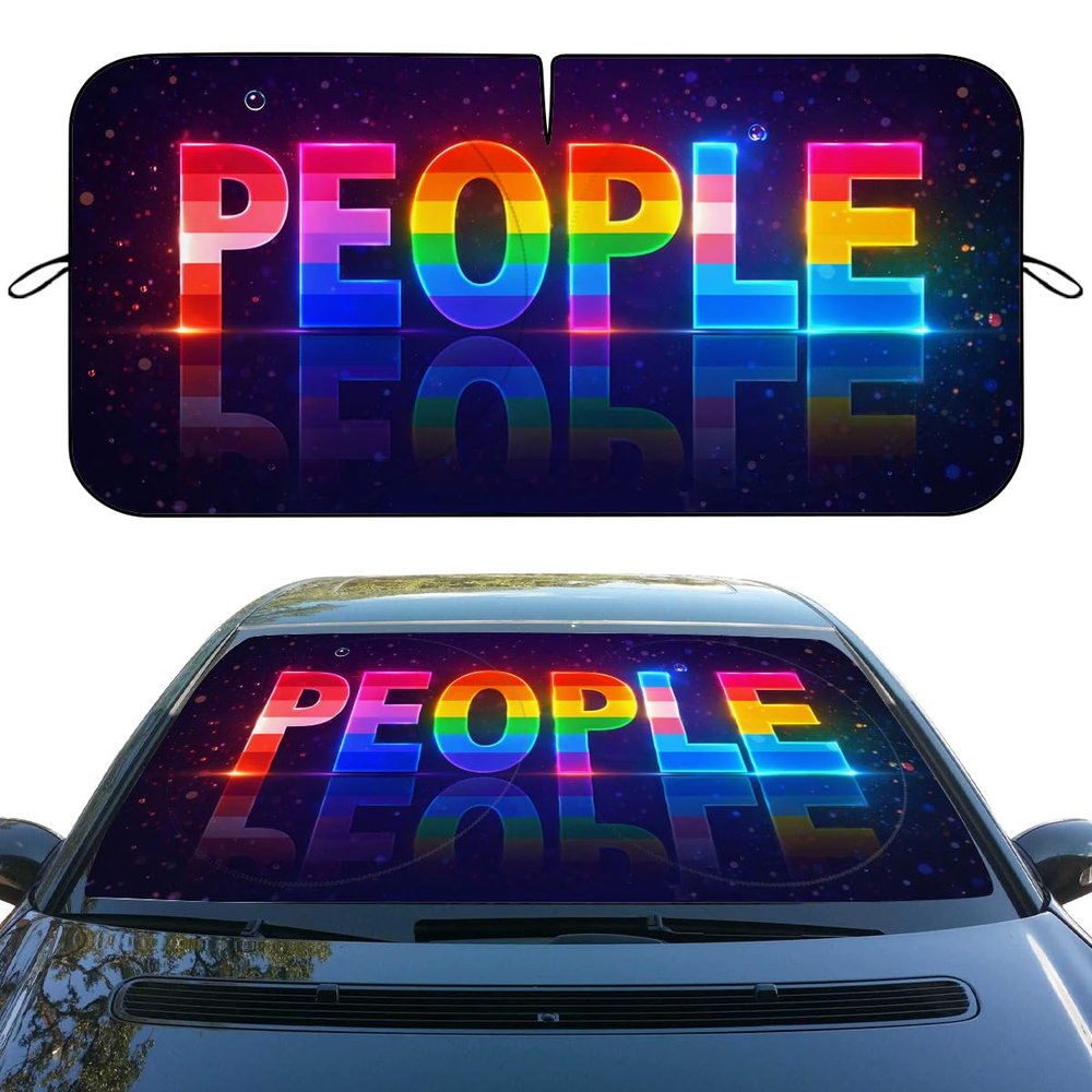 Car Windshield Sun Shade Pride People Heatshield Front Window Car Sun Shade Windshield Blocks UV Rays Sun Visor Protector for Car Sedan Truck SUV Accessories 59" L x 31.5" W