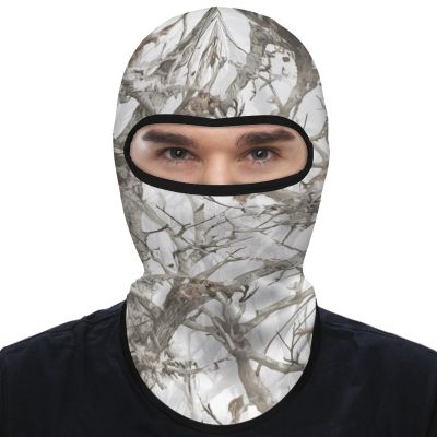 White Tree Camo Balaclava Ski Mask Sun Protection Breathable Full Head Mask Full Face Mask Neck Gaiter Windproof Scarf for Motorcycle Skiing Cycling