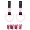 2Pcs Light Pink Heart Shaped Car Handle Straps Interior Decor & 4Pcs Cat's Paw Pink Tire Valve Caps Anodized Aluminum Corrosion Resistant Universal for Cars Trucks SUVs Motorcycles Bikes view 1